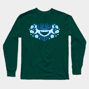 Hannya Demon Mask - V1 BLUE Long Sleeve T-Shirt